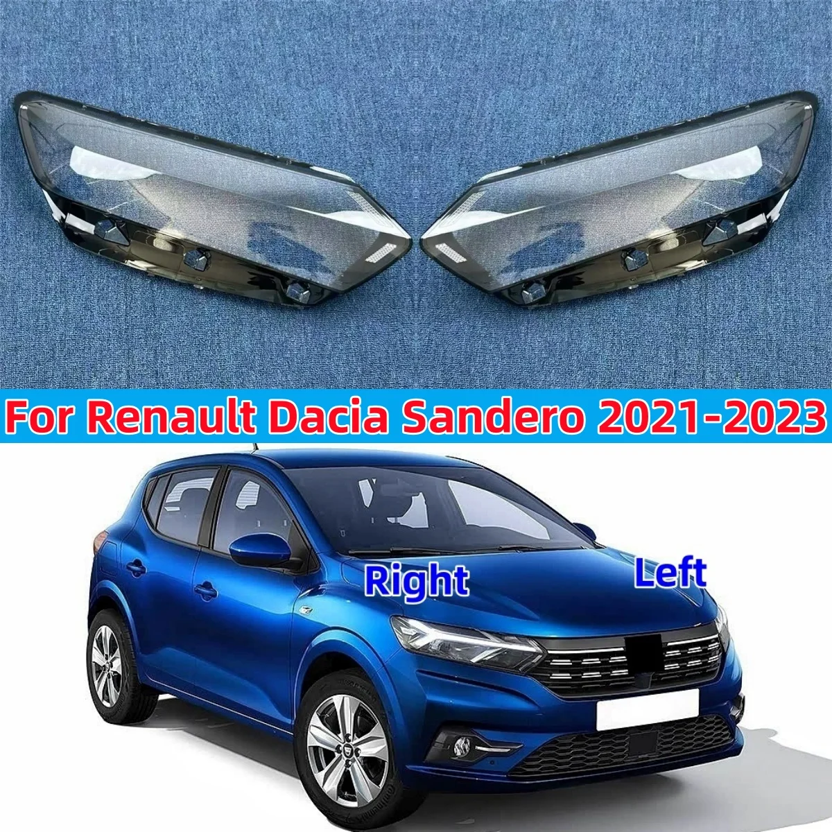 For Renault Dacia Sandero 2021 2022 2023 Headlamp Cover Headlight Shell Transparent Lens Replace Original Lampshade