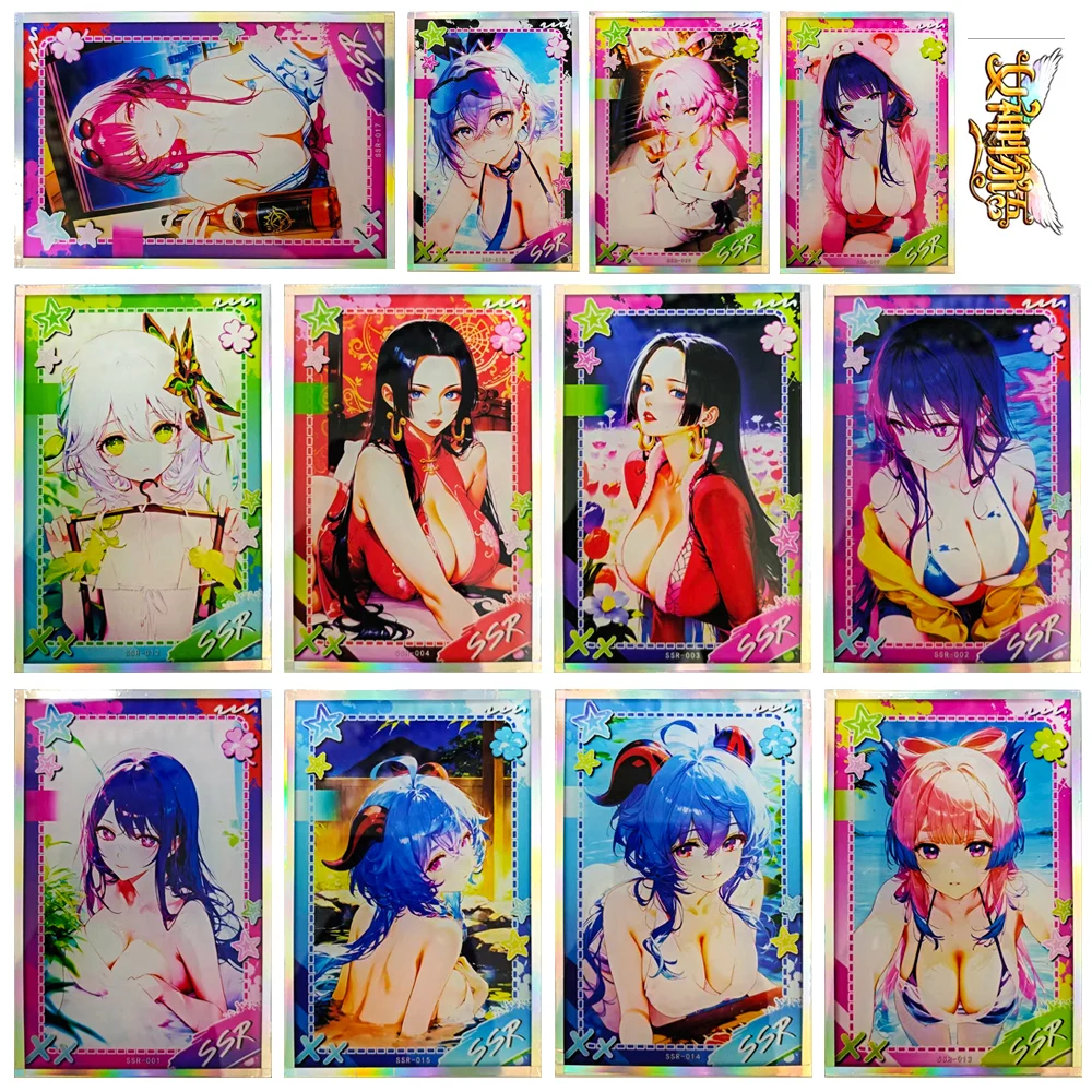 

История богини Genshin Impact SSR Nahida Ganyu Raiden Shogun Yae Miko Купальник Лазерная текстура Коллекционная карта Праздничные подарки