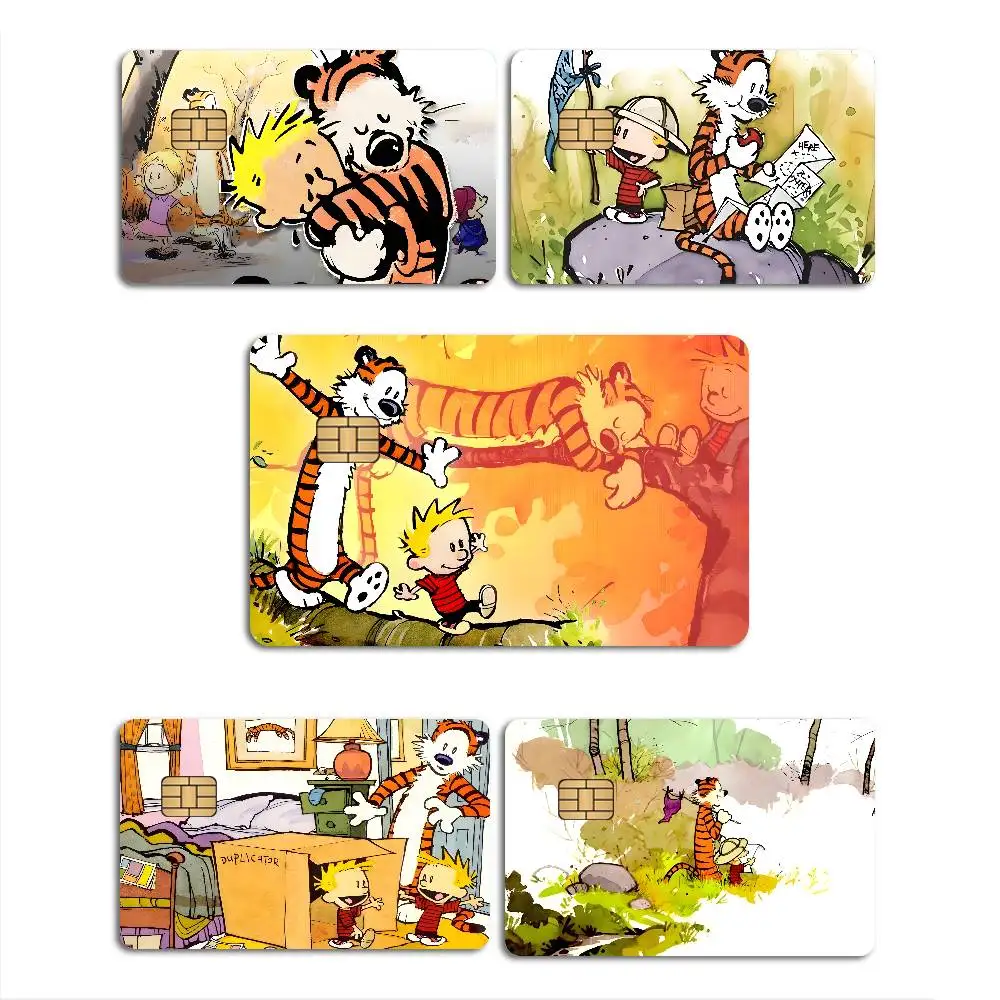 C-Calvin and H-Hobbes Credit Card Skin Stickers for VISA Bank Card Transportation Card Waterproof Sticker Women Gift