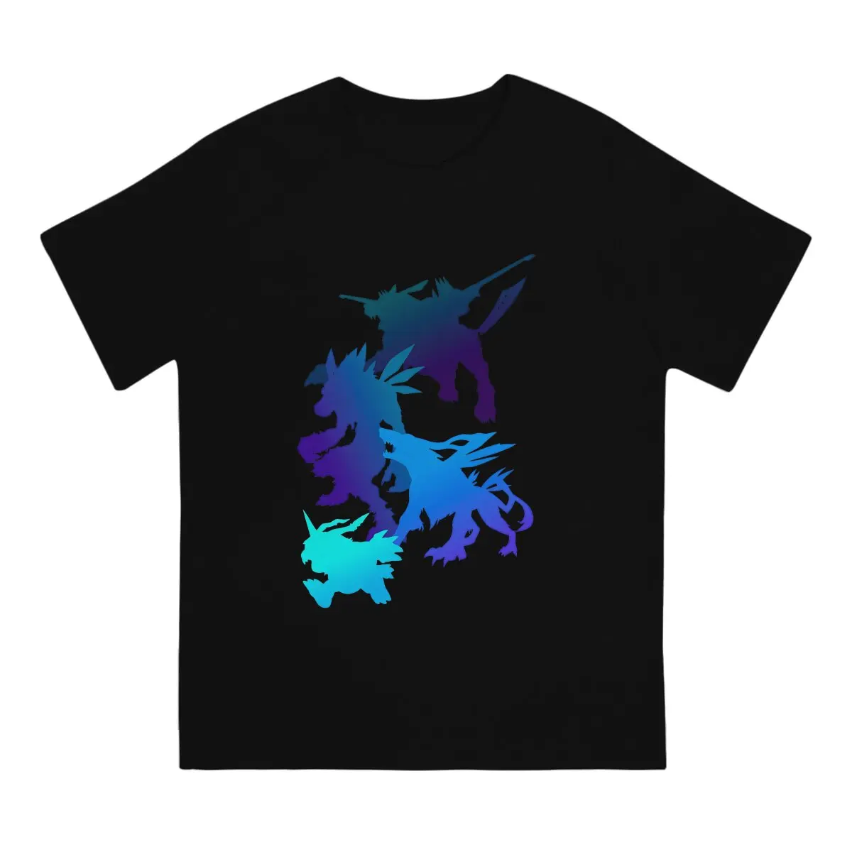 Digimon Men's TShirt Gabumon Evolution Silhouette Individuality T Shirt Original Streetwear Hipster