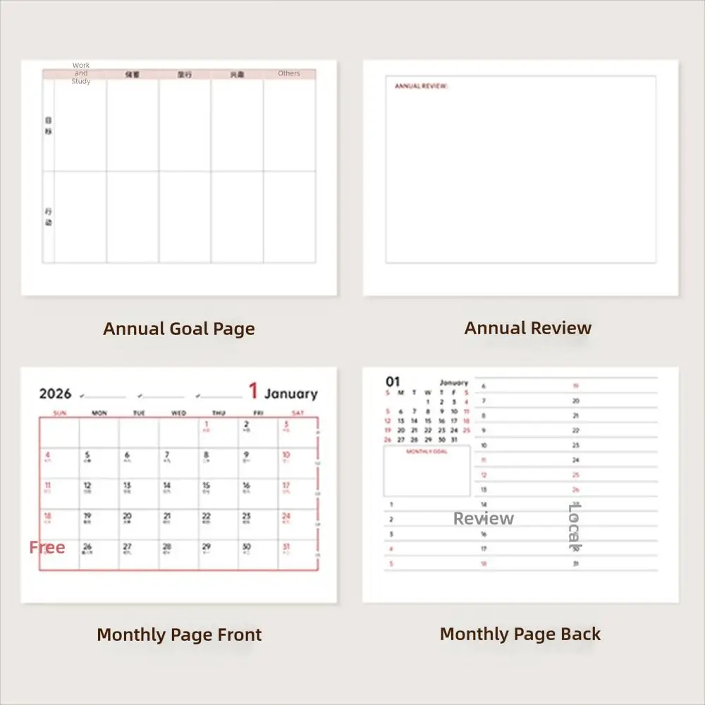 Self-discipline Plan 2027 Desk Calendar Plastic Multicolor Makeup Brush Holder Two Grids Multi-Function Pencil Container Office
