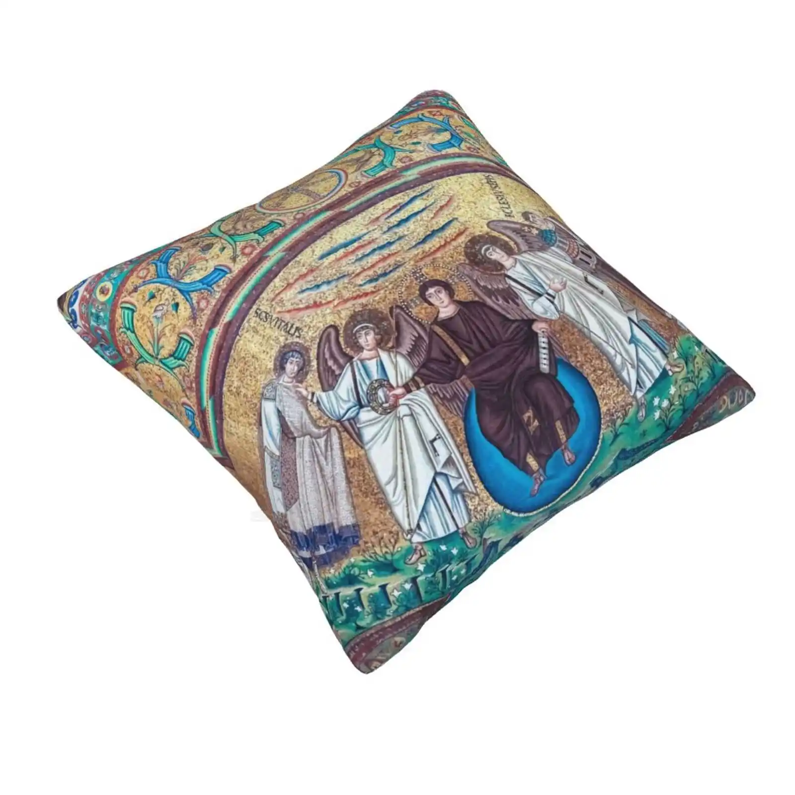 Historic Byzantine Mosaic In Saint Vitale Basilica , Ravenna , Italy Fashion Sofa Throw Pillow Cover Pillowcase Aged Ancient