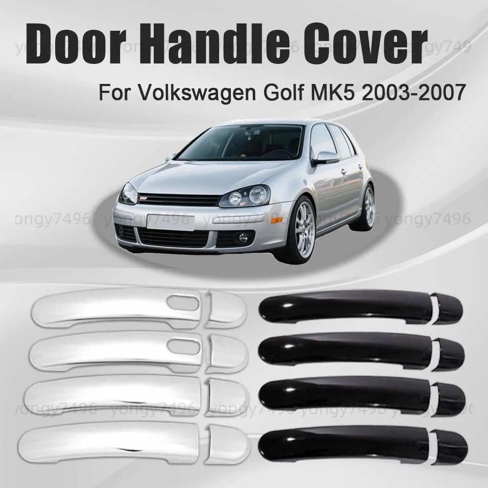

Car Upgrade Carbon Fiber Chrome Silver Glossy Black Door Handle Cover For Volkswagen Golf MK5 2003 - 2007 Car Decoration Styling