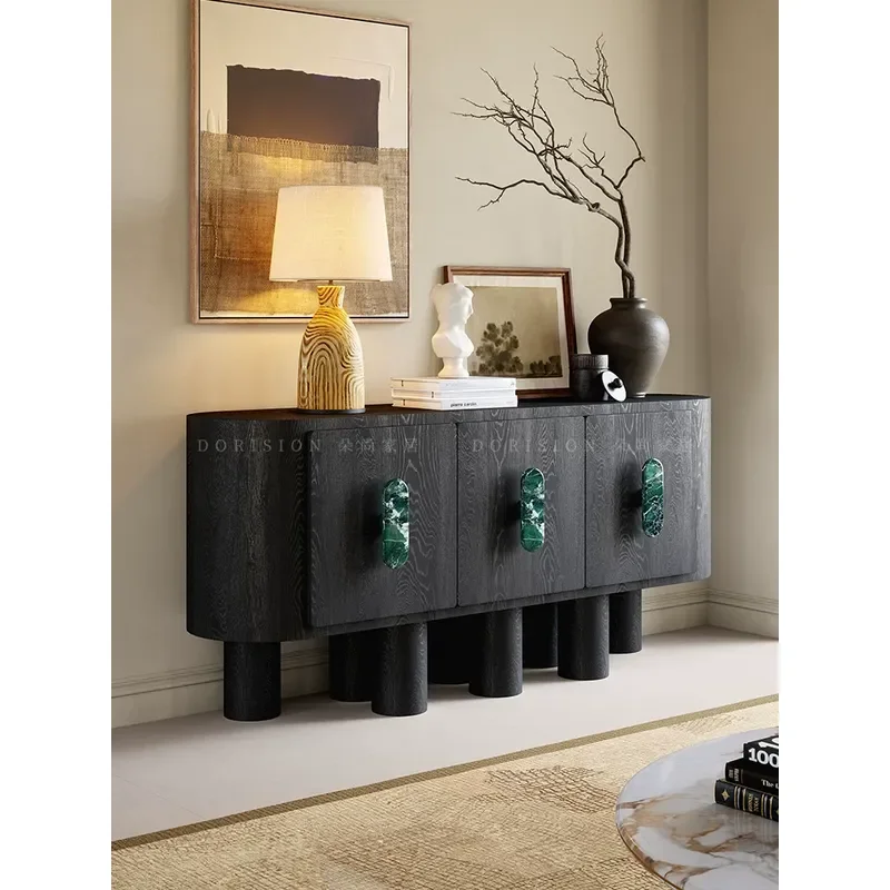 Medieval Solid Wood Dining Side Cabinet Living Room Wall Decoration Storage Locker Entrance Hall Retro Console Table