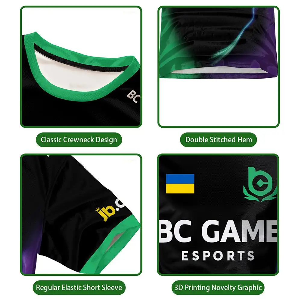 New CS2 BC.Game Esports Jersey S1mple Pro League Player Training Uniform Unisex Customizable ID Breathable E-sports Fan T-shirt