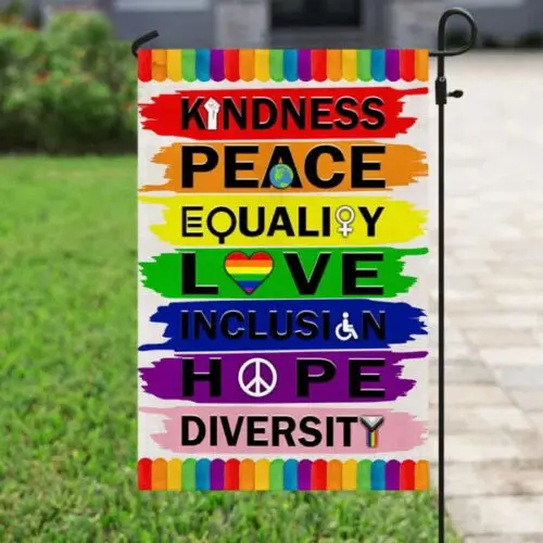 Kindness Peace Equality Love Inclusion Hope Diversity Flag ZZU