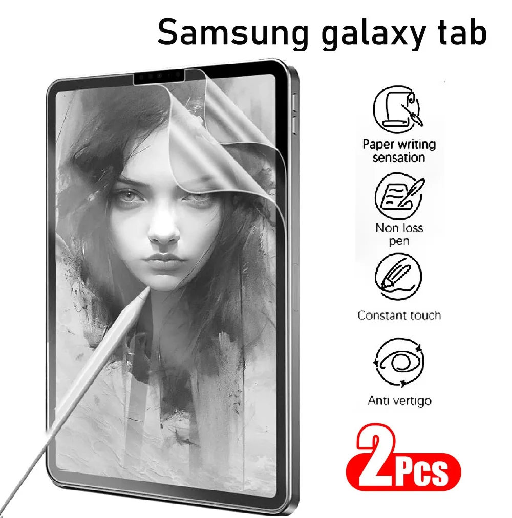 2Pcs Screen Protector Like Paper For Samsung Galaxy Tab S6 Lite A9 S10 Plus A8 A7 Lite S9 S8 S7 S6 12.4 10.5 Painting Write