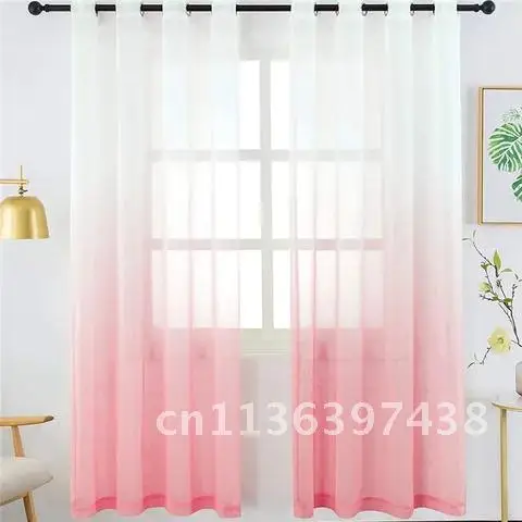 

Modern Blue Gradient Color Design Voile Curtain LISM Tulle Curtain Living Room Sliding Door Gray Sheer Curtain Drape Home Decor