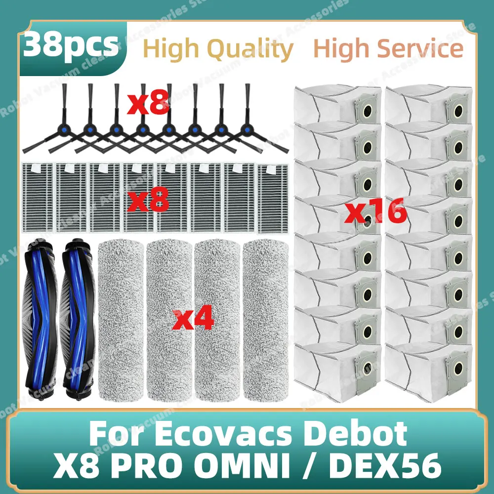 Compatible For Ecovacs Debot X8 PRO OMNI / DEX56 Accessories Main Side Brush Mop Cloth Dust Bag Replacement Parts