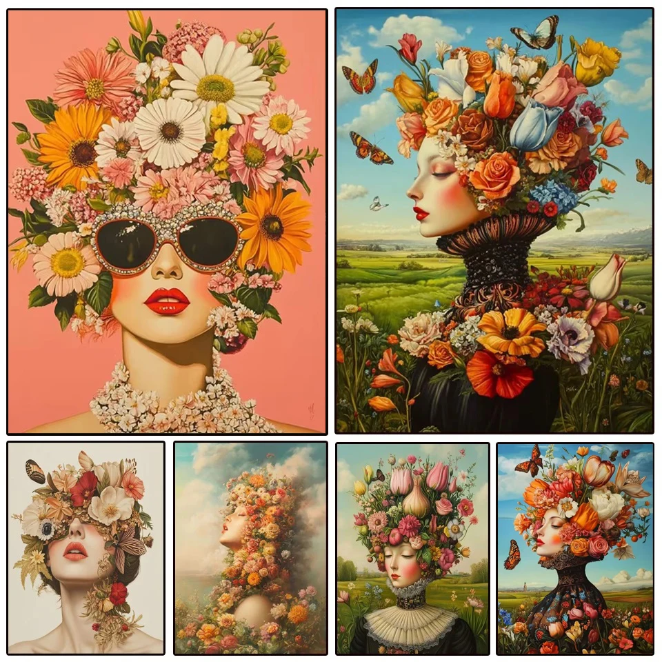 

5D DIY Diamond Painting New 2025 Beautiful Girl and Flowers Full Diamond Mosaic Bead Embroidery Art Stitch Home Decoration