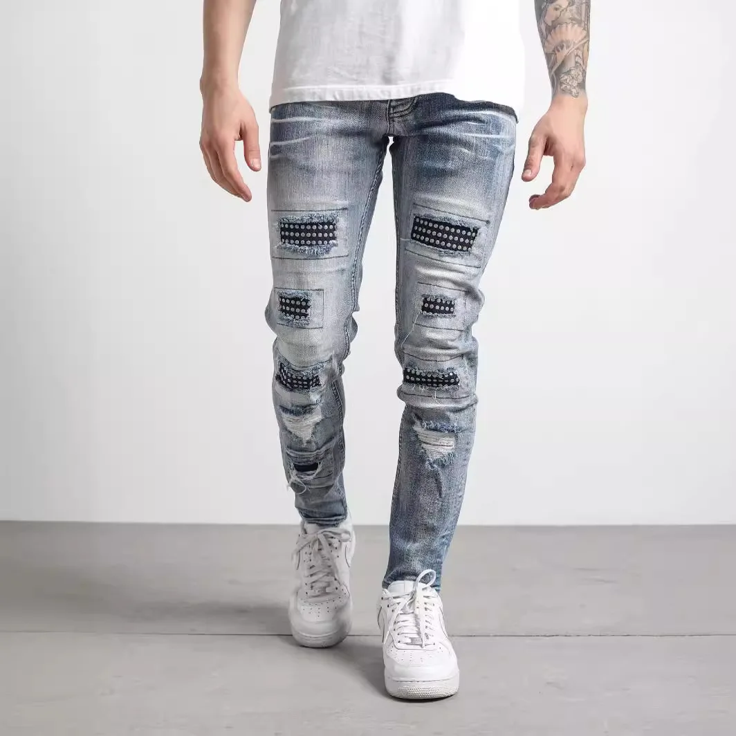 

Men's Worn Small Foot Stretch Jeans Skinny Men's Pant