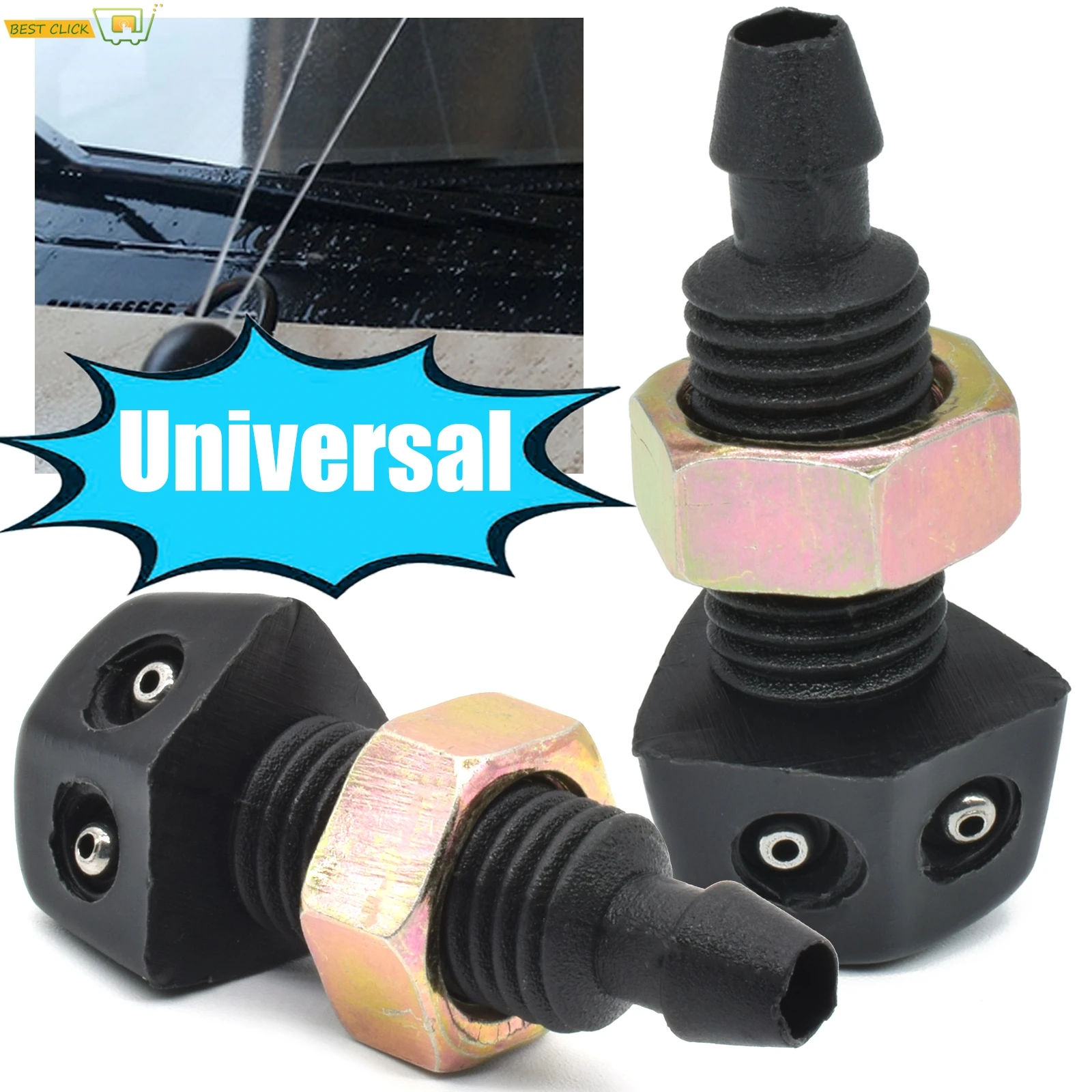 2PCS Universal Front Windshield Washer Wiper Nozzle Jet For Toyota Mazda Hyundai Sprayer Sprinkler Water Spout Outlet Adjustment