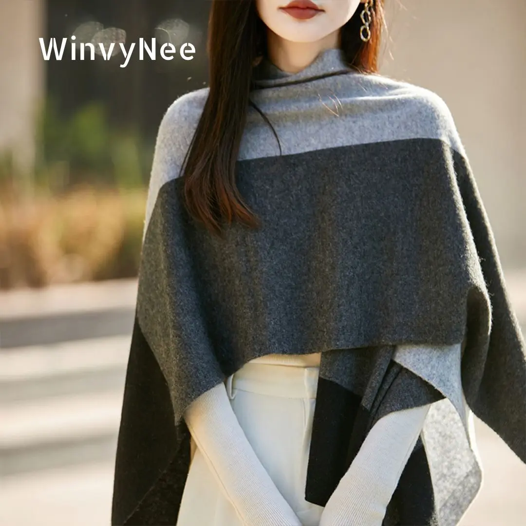 

WinvyNee Women's Long Shawl Scarf 100% Wool Fashion Winter Luxury Patchcolor Shawl for Ladies Warm Thick Soft Wrap Coat G1673002