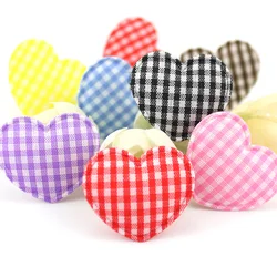 70 pz 2.5*3cm carino tessuto scozzese cuore imbottito Appliques per fai da te copricapo tornante artigianato giocattoli cottura decorazione accessori