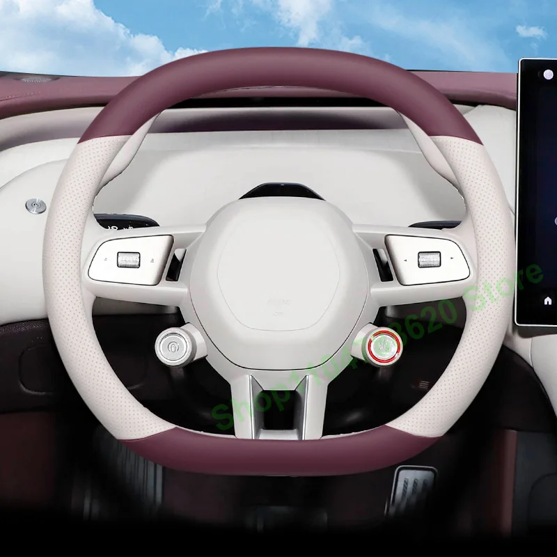 

Нескользящий кожаный чехол на руль Four Seasons для Xiaomi YU7 SU7 2025, аксессуары для украшения интерьера