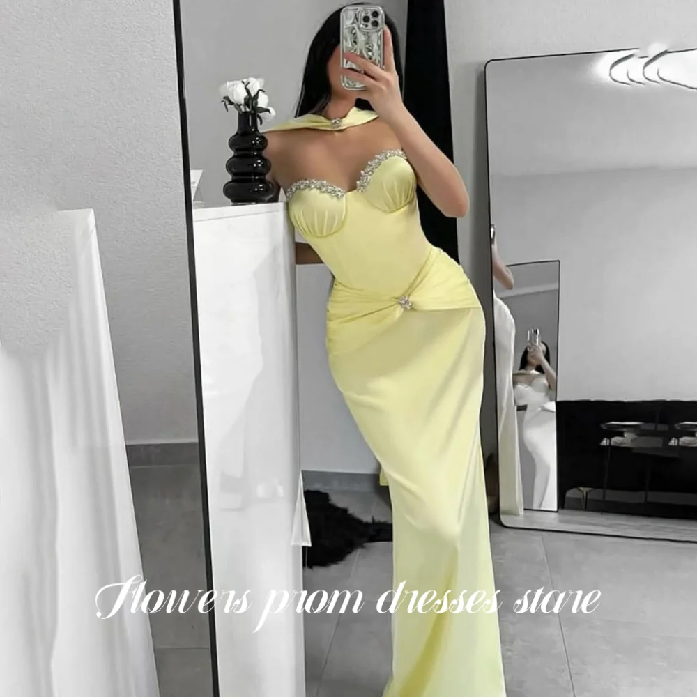 

Flowers Crystals Party Dress Sweetheart Evening Dress Trumpet Scarf Prom Dress Formal Occasion Dress for Arabic Women Customized