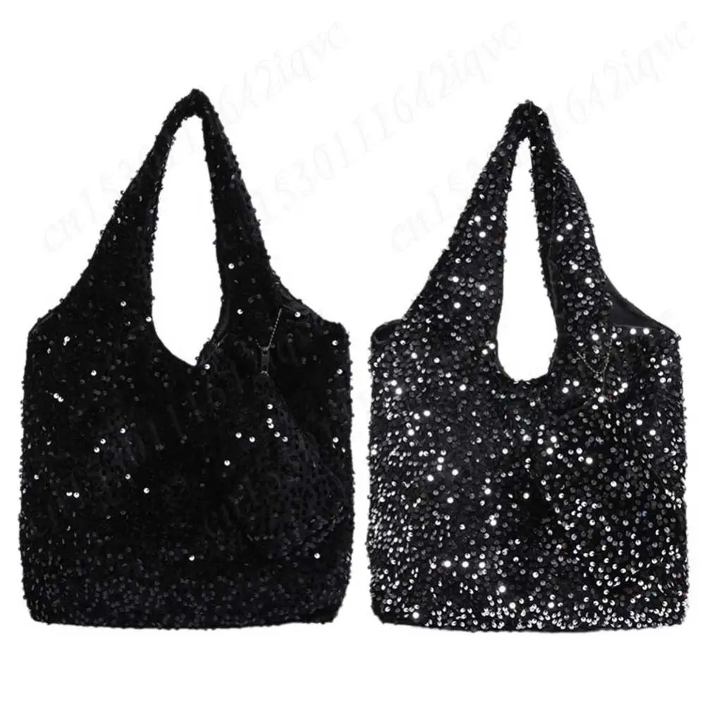 Tote Bag for Women Sequin Hobo Bag Slouchy Trendy Underarm Bag for Work Travel Shopping