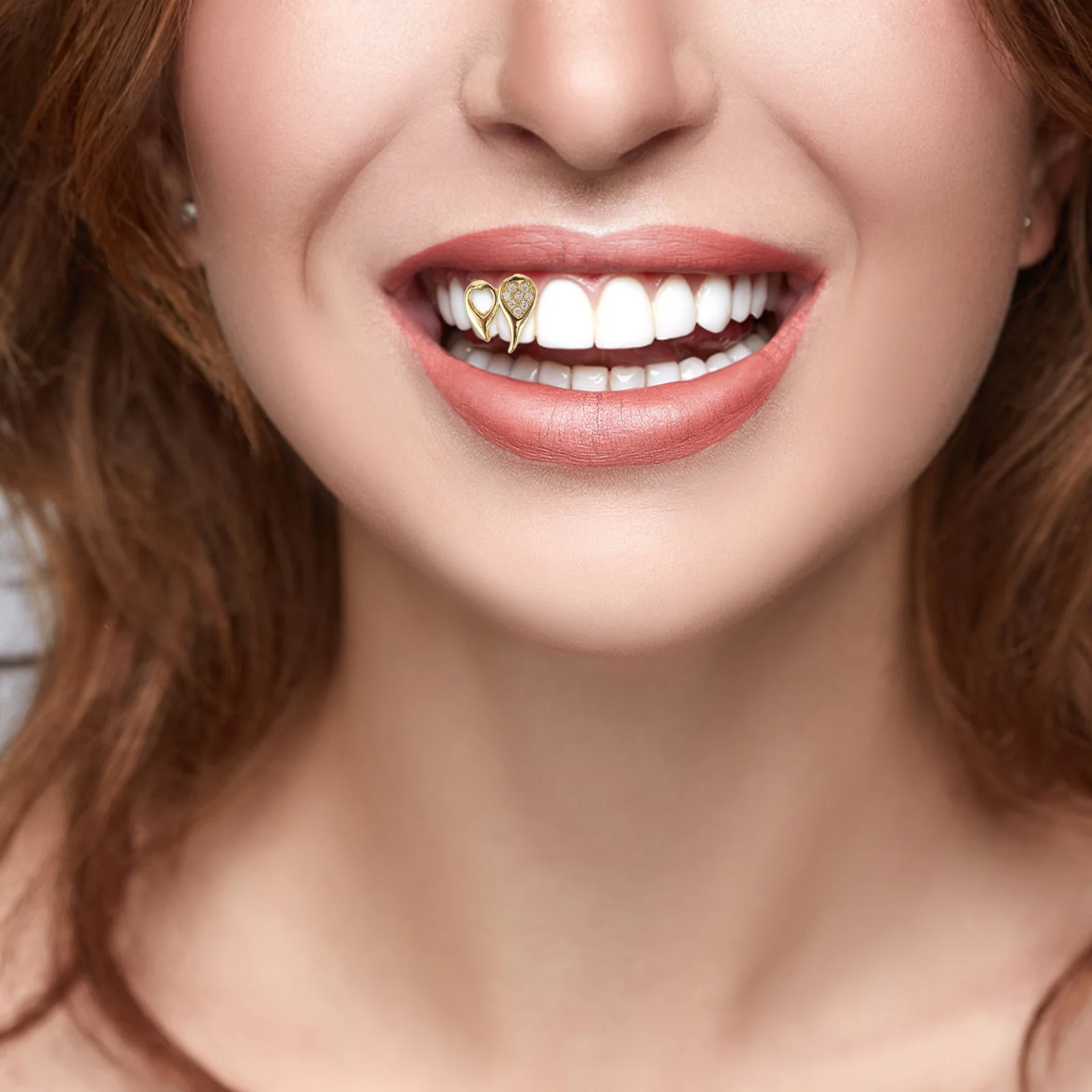 الذهب القلب العلوي الأسنان قبعة شواء معدنية واحدة الأسنان كاب للرجال النساء مريحة تناسب الأسنان وهمية مجوهرات ل تأثيري حفل زفاف