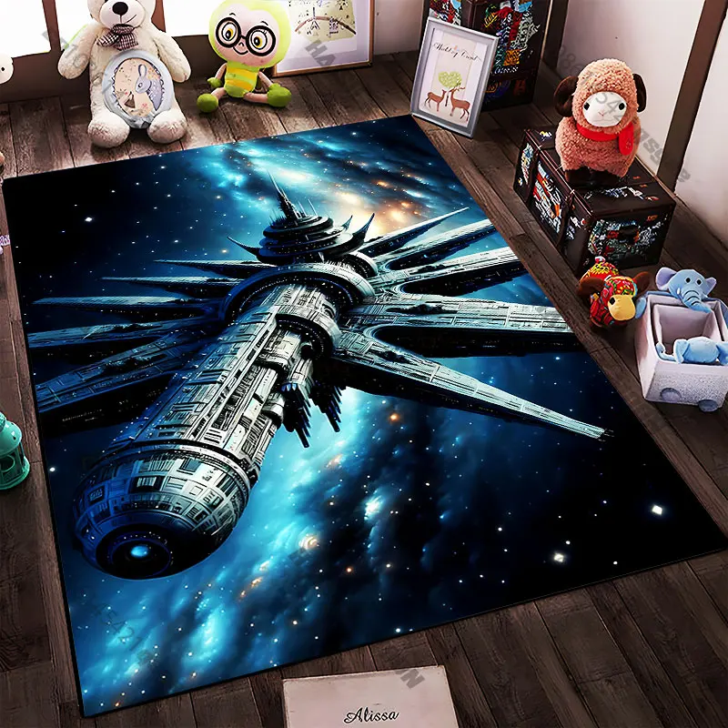 21 Sizes Futuristic spacecraft in outer space Printed Area Rugs for Adult Yoga Mats Living Room Decor Personalized Doormat