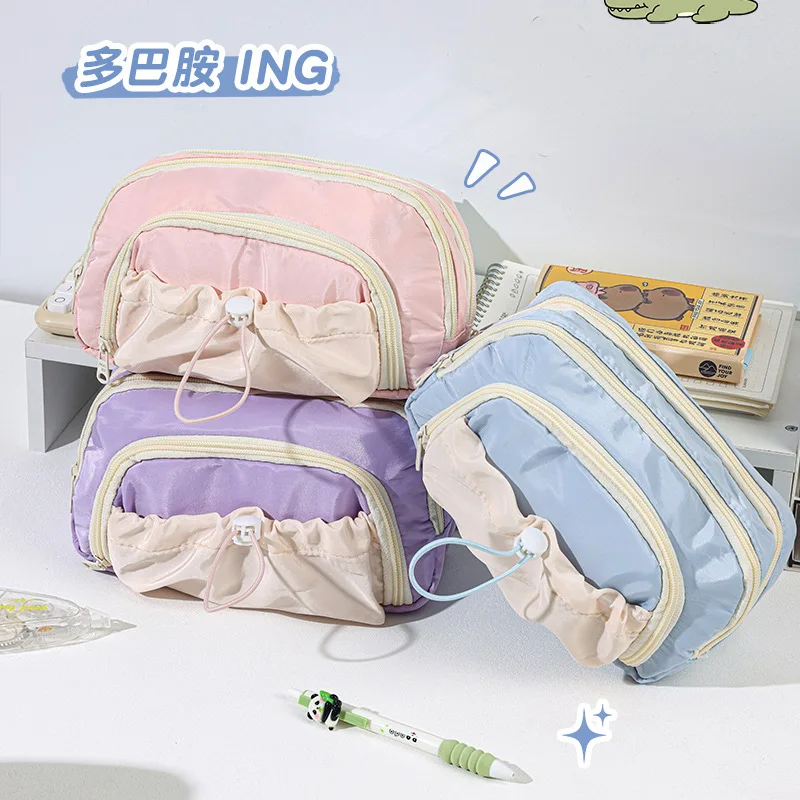 

Girl Large Capacity Aesthetic Pencil Case School Bag Pen Holder Cute Stationery Simple Style Zipper Pencil Pouch School Supplies