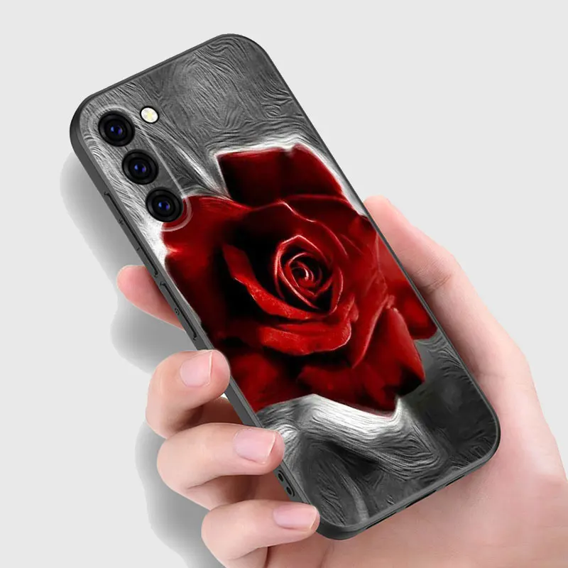 Bright Red Rose Flowers Phone Case For Samsung A13 A22 A24 A32 4G A25 A34 A35 A52S A53 A54 A55 A73 5G A12 A14 A15 A23 A31 A33