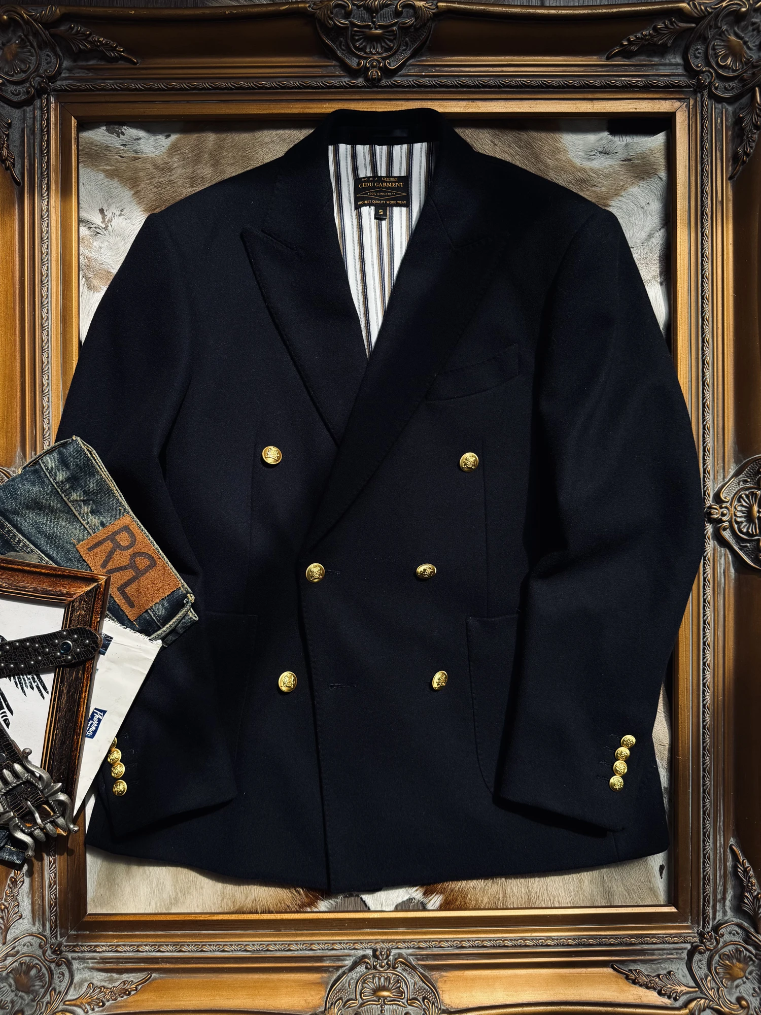 

Tailor Brando Classic Double-Breasted Blazer Suit Jacket 600g Wool Blend Gentleman's Casual Suit Jacket