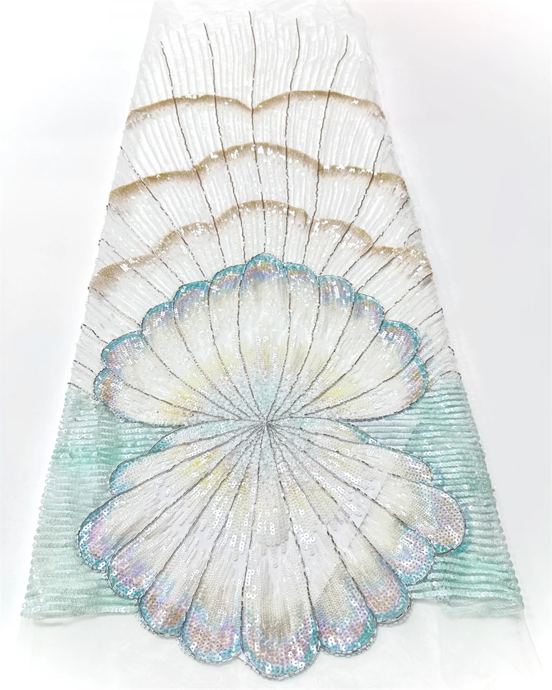 Luxury African Sequins Lace Fabric 2026 High Quality French Nigerian Groom Beaded Lace Fabric For Sewing Dress