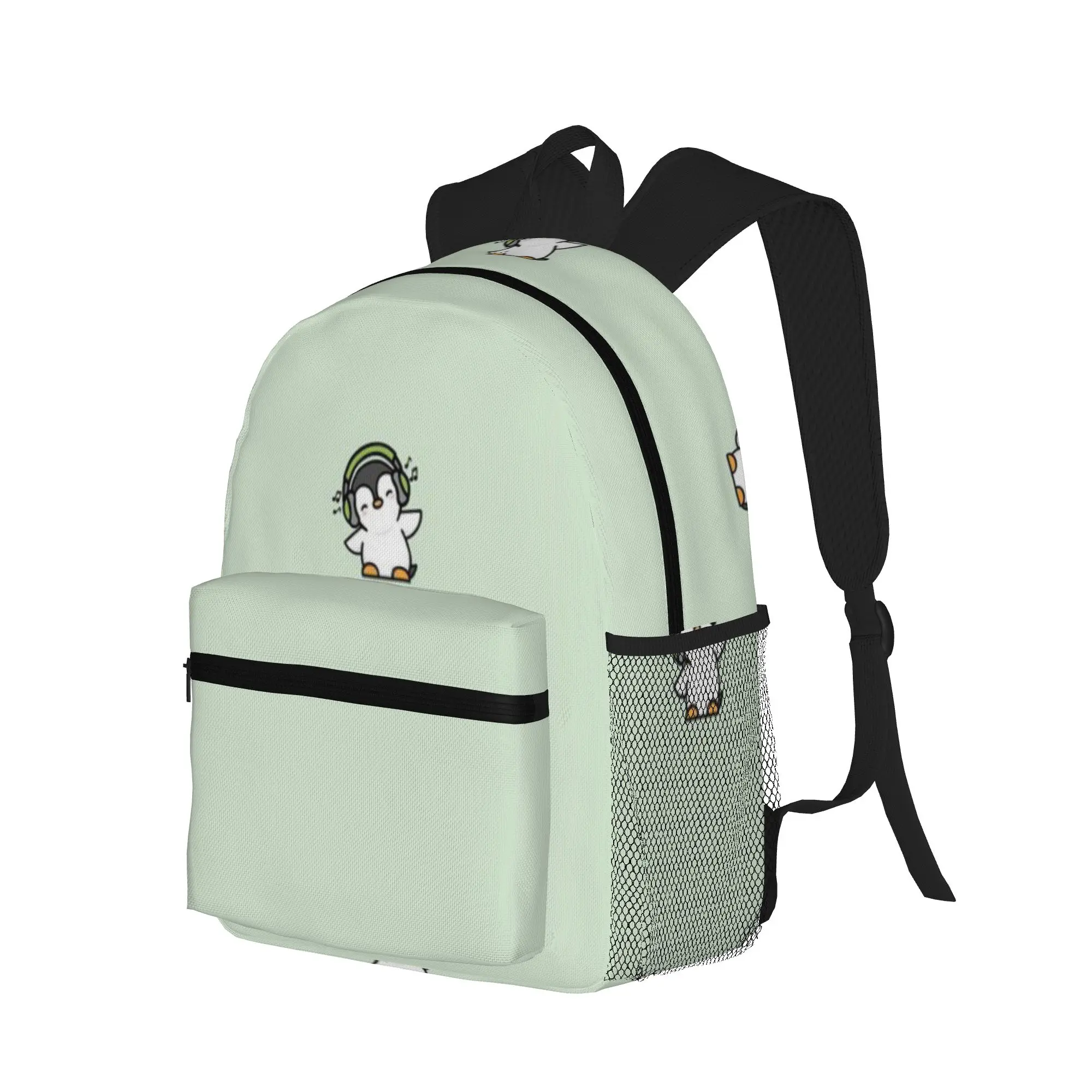 Penguin Listening to Music - GREEN  Casual Backpack for Students and Adults Backpack women