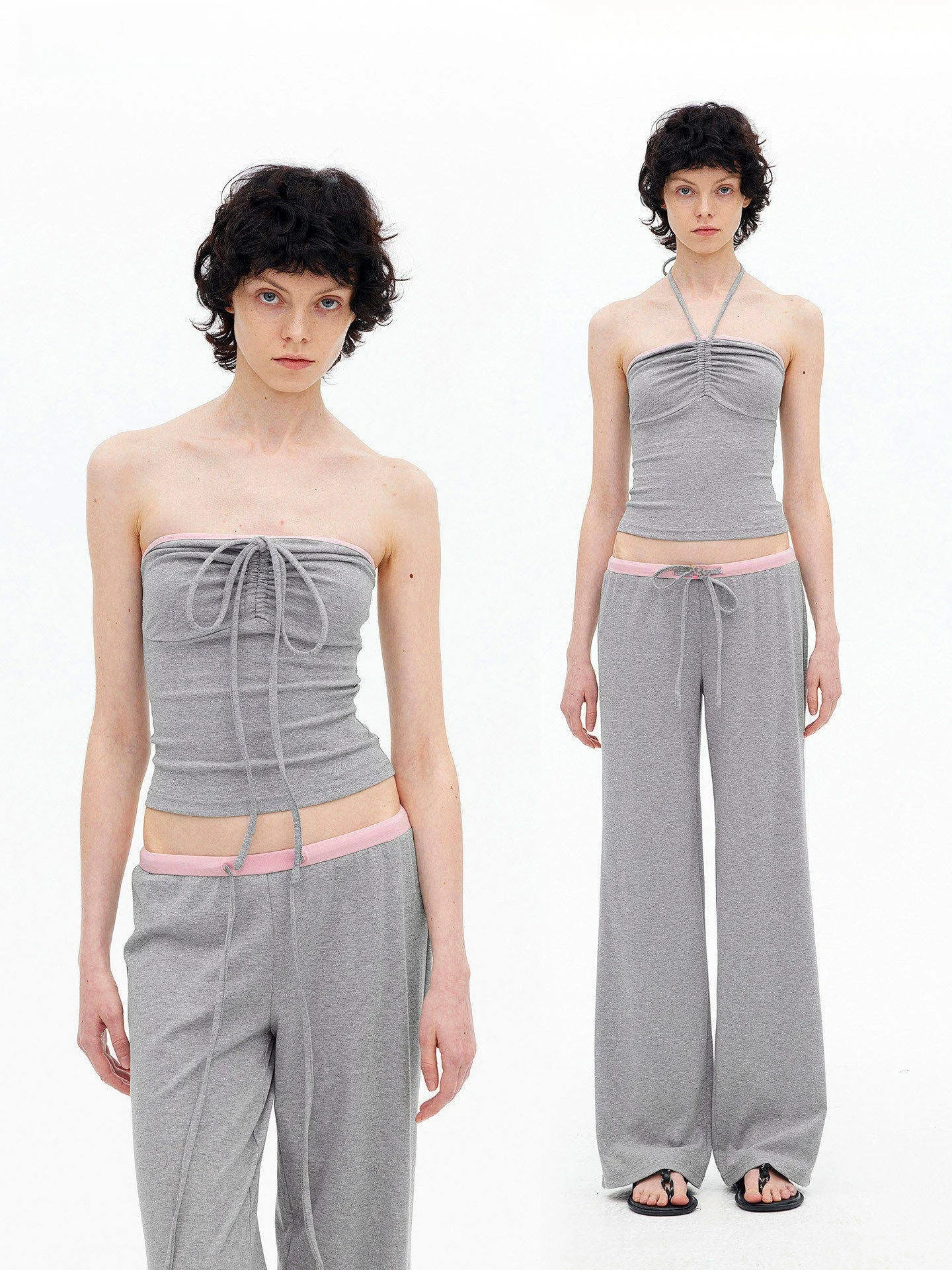 

Комплект женской повседневной одежды AFTADAWN: брюки с регенеративными волокнами, цветными блоками, завязками, двусторонним ношением, креплением на шее и зауженной талией, модный комплект.