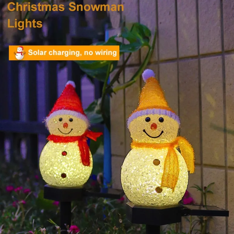 Solar Snowman Ground Lamp Christmas Decoration Atmosphere Night Light Outdoor Courtyard Garden Little Christmas Snowman