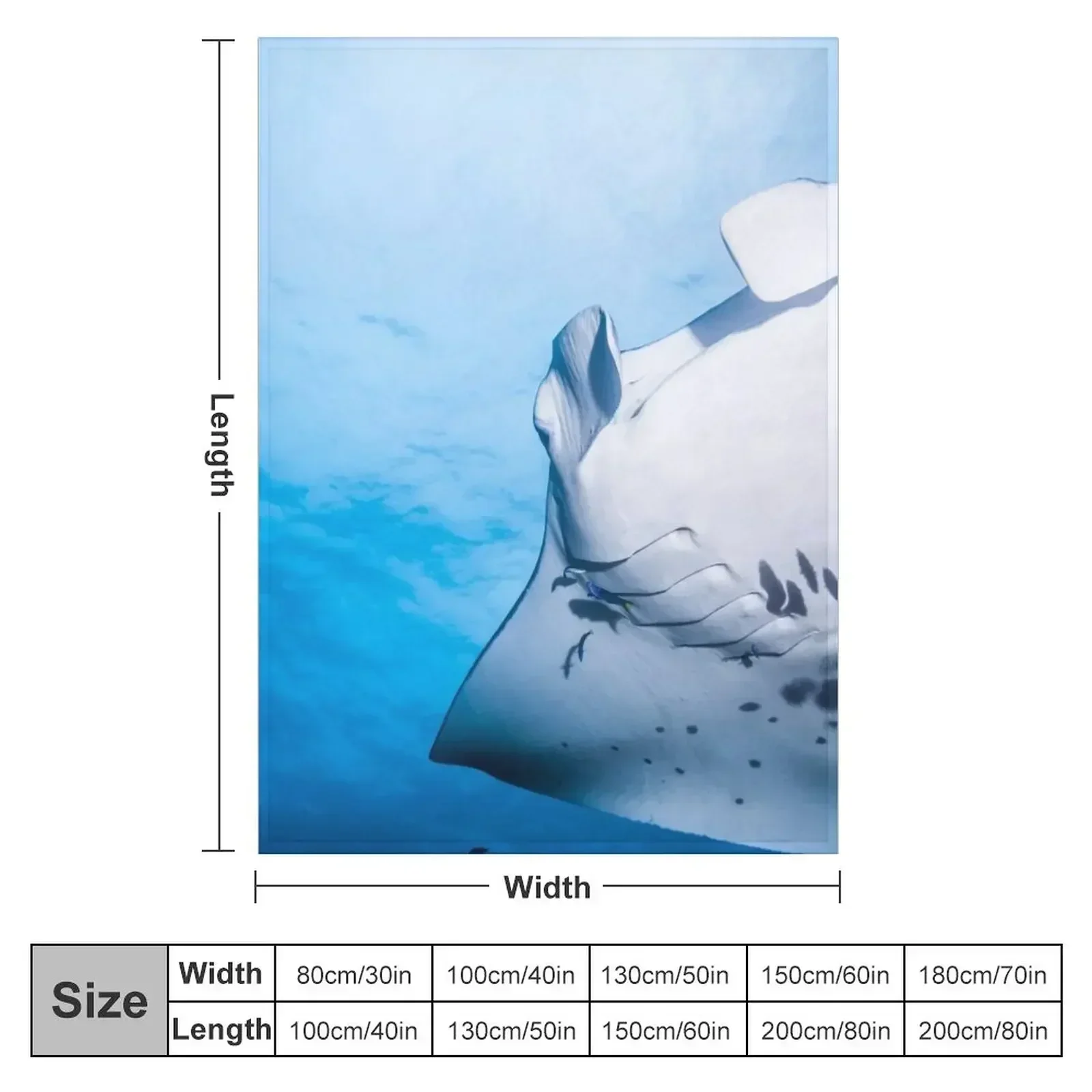 Cute Manta ray swimming in the blue ocean Throw Blanket for babies Giant Sofa Quilt For Sofa Thin Summer Beddings Blankets