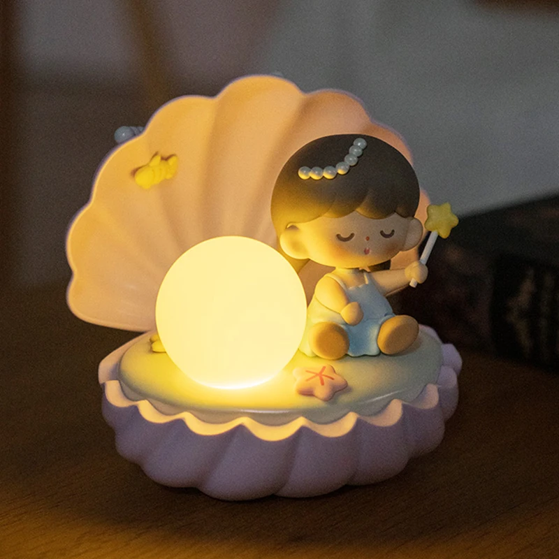 Zhuo Dawang Seashell Zhuo Patting Lamp Cute Little Night Light Blind Box Toy Girl Cute Kawaii Doll Cartoon Model Birthday Gift