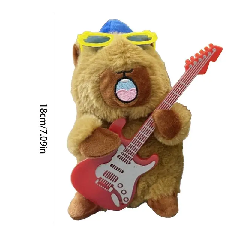 Capibara-Muñeco de baile de peluche, juguete de grabación Vocal, animales de peluche eléctricos, muñeco suave con guitarra para niños, habitación de cama