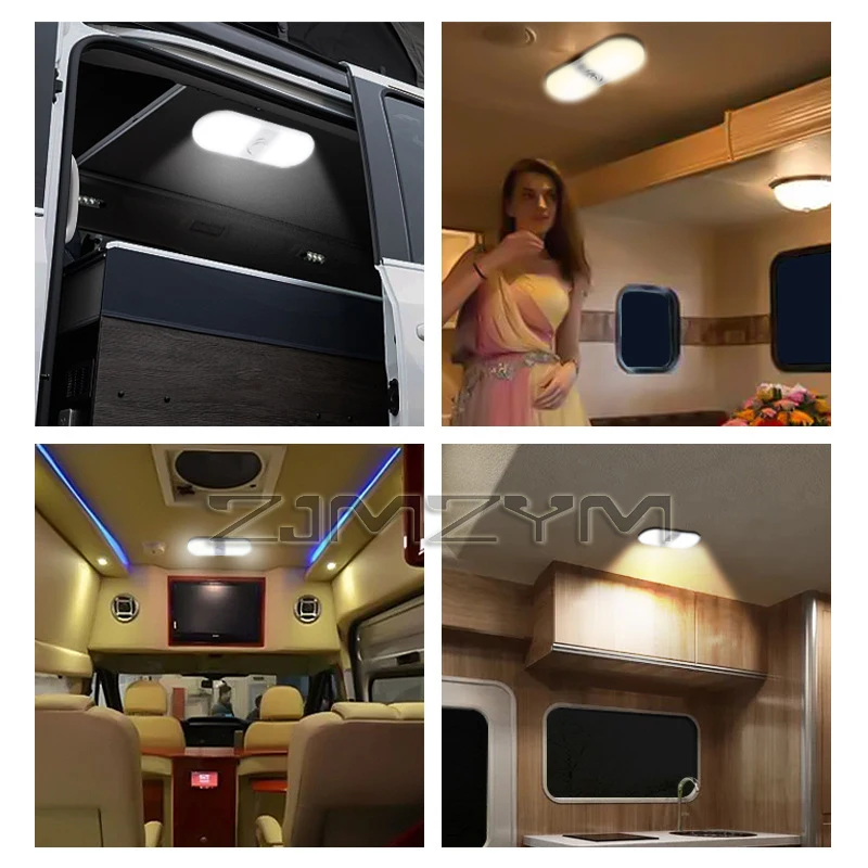 ​​​LED RV Light 3 Color Adjustable Dome Ceiling Lights For Camper Van Marine Yacht LED Car Compartment Reading Lights