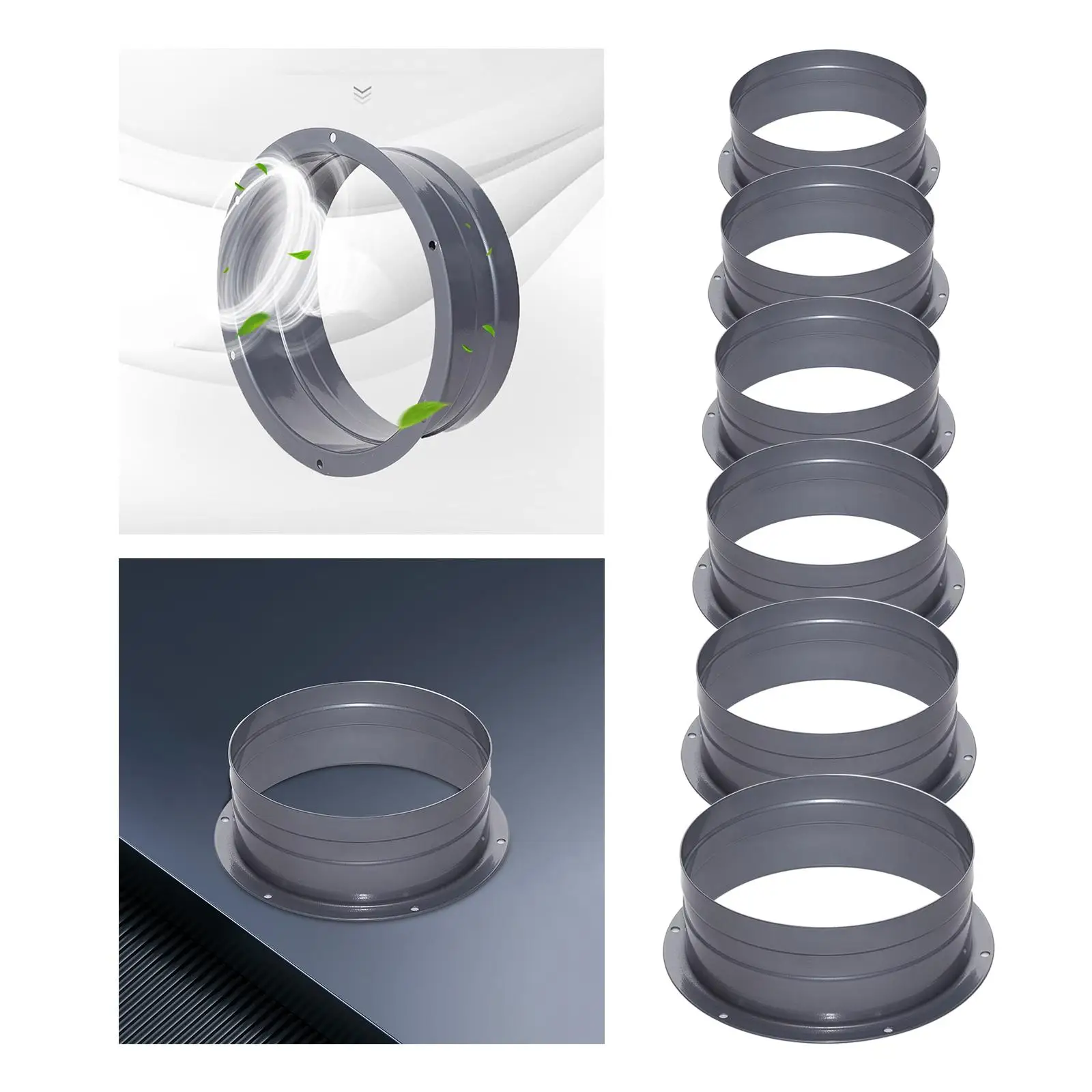 Duct Connector Flange Easy to Install Plate Bathroom Wall Vent Ventilation System Heating Straight Ventilation Pipe Connector