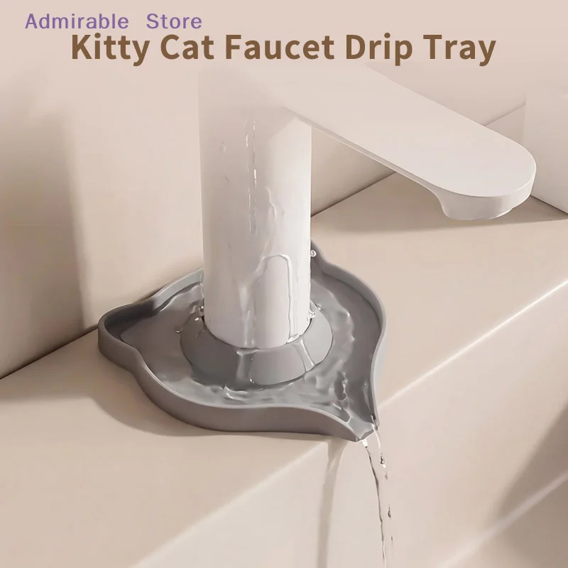 [W]Kitten Silicone Faucet Draining Mat, Anti-splash Mat, Bathroom Sink Faucet Leak-proof And Waterproof Cover