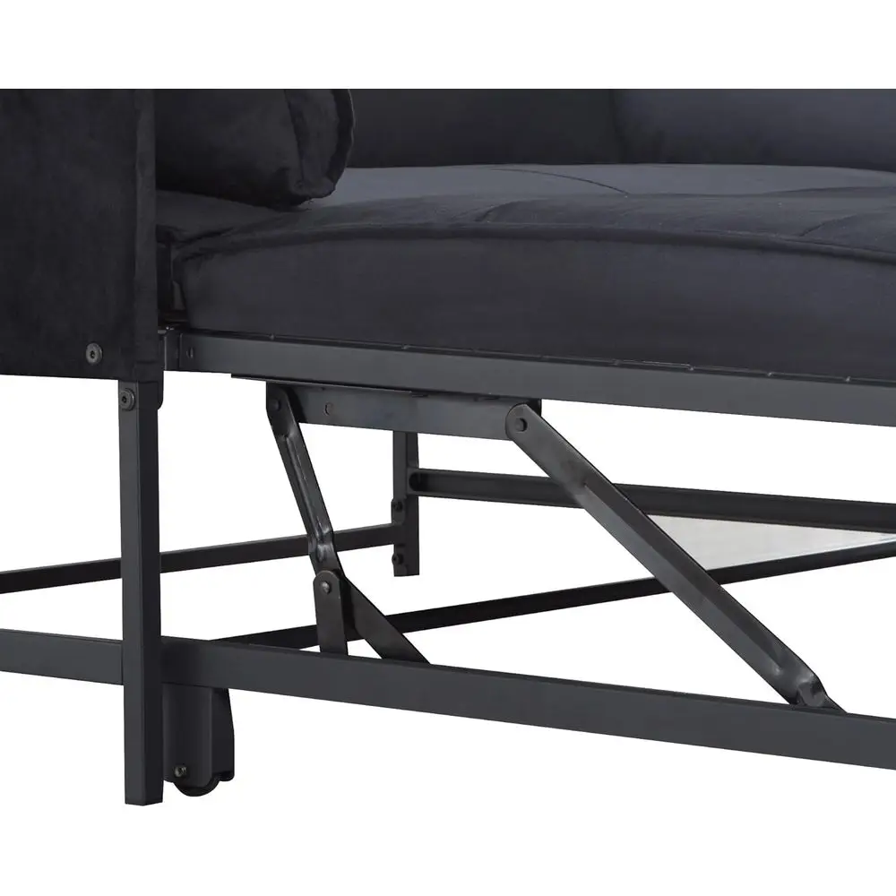 أريكة سرير مخملية مدمجة للمساحات الصغيرة: أريكة نوم قابلة للتحويل بمقعدين باللون الأسود #5