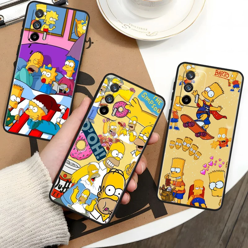 Disney The simpsons Black Phone Case For OPPO Realme 10 C2 3 11 20 21 31 30 33 35 55 X2 GT Pro Plus Master Funda Shell Cover