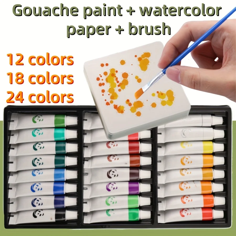 12/18/24 Color Gouache paint, with 10 watercolor paper and 2