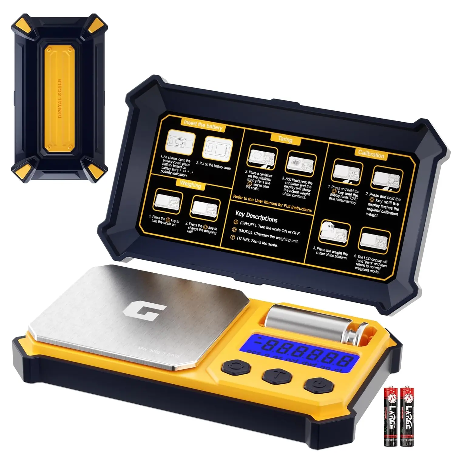 

High Precision Pocket Scale 300g x 0.01g Accuracy, Portable Digital Weight for Jewelry, Medicine, and More with Cal Weights