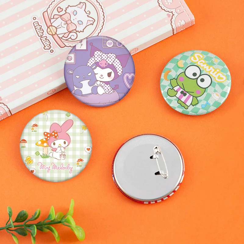 Leuke Hello Kitty Knop Metalen Pinnen Handgemaakte Blik Broche Cartoon Kuromi Cinnamoroll Figuur Cosplay Badge Rugzak Accessoires