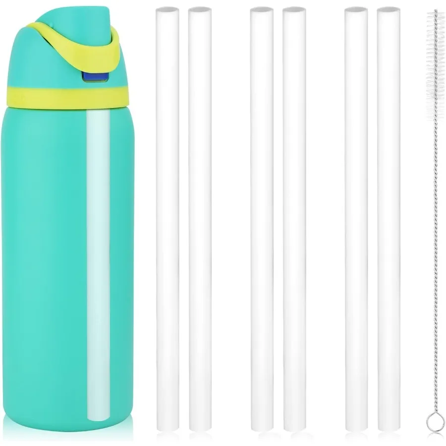 

6PCS Replacement Straws for Owala Water Bottle 24 oz 32 oz Reusable Plastic Straws with Cleaning Brush for Cup 24oz 32oz Travel