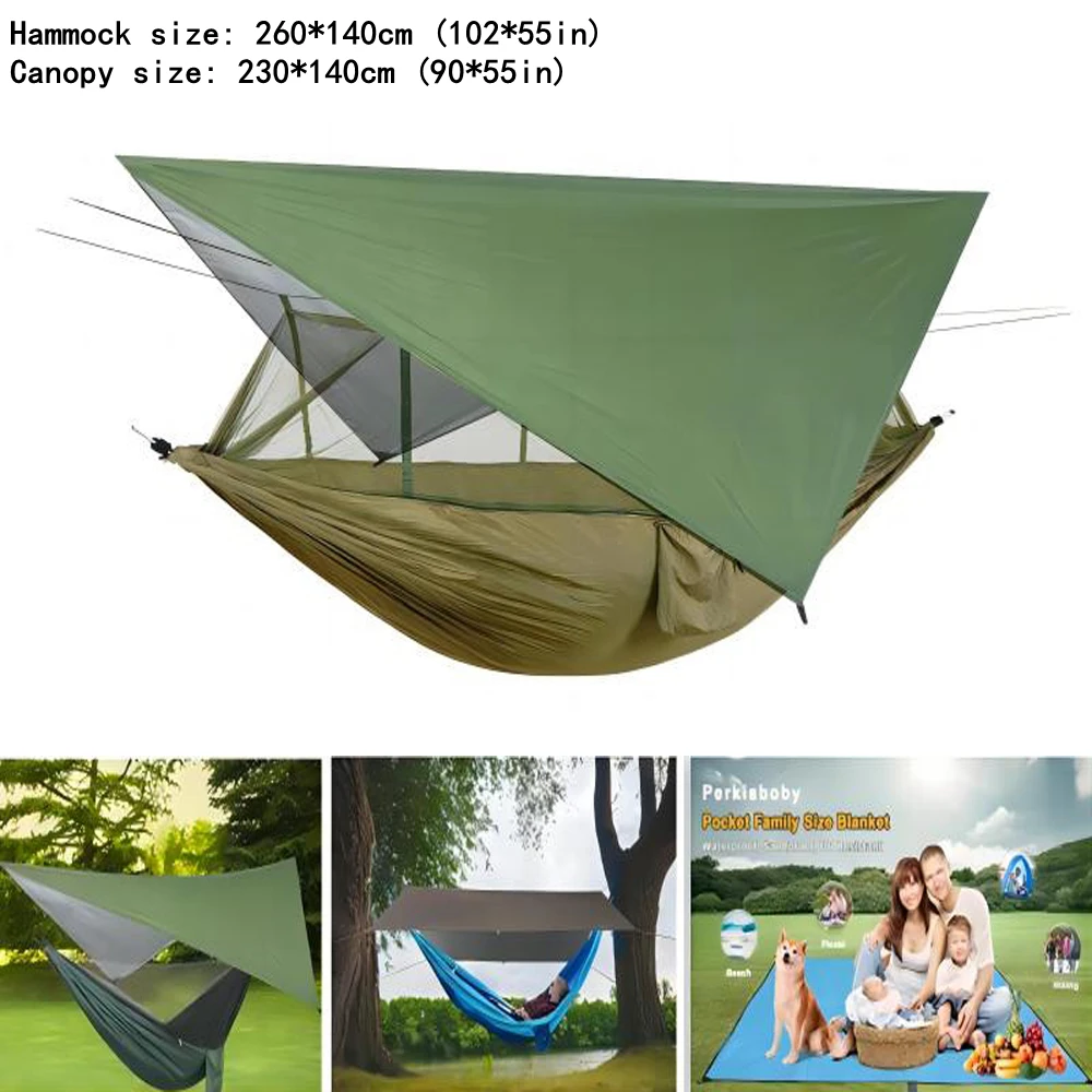 Portable Outdoor Garden Tourist Hammock Tent Travel Camping Hanging Mosquito Net Hammocks Swing And Rain Fly Tarp Awnings Canopy