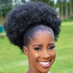 Large Afro Puff Fake Hair Bun Synthetic Drawstring Ponytail Wig Natural Hair Extensions Black Kinky Curly Hair Pieces For Women