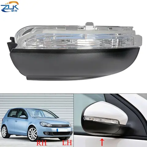 폭스바겐 골프 6 2010 2011 2012 투란 제타 2011-2015용 ZUK 사이드미러 방향지시등 LED 라이트 외부 미러 램프 리피터