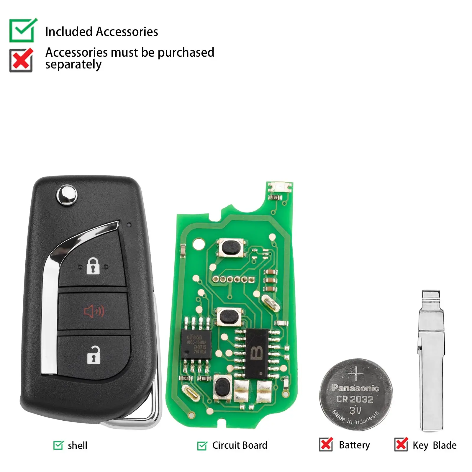 KEYDIY KD B13-2+1 Universal Flip Remote Key 2+1 Buttons Compatible with Toyota Type