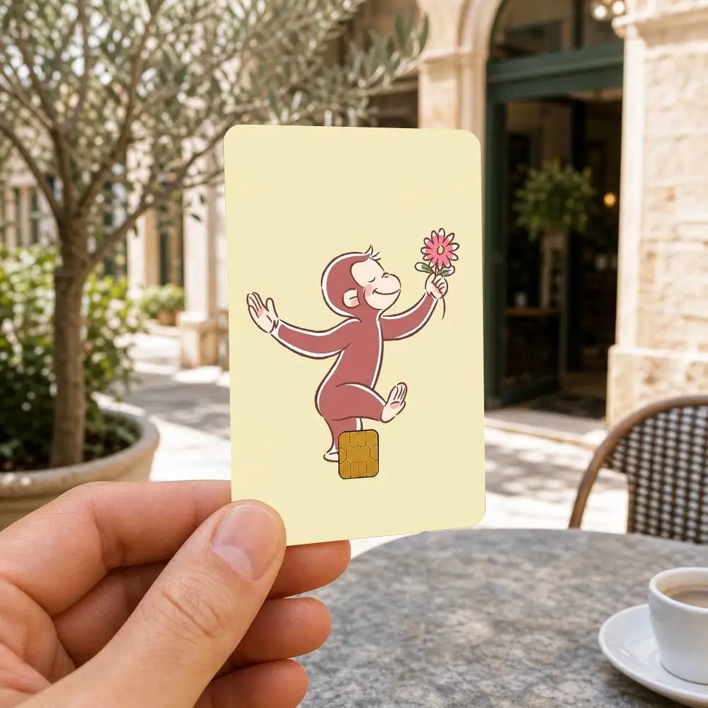 Monkey Curious cute George  Waterproof Bank Card Sticker Skin for Credit Debit Chip Cards Decorative Cover Film
