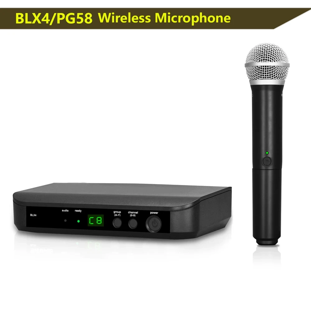 

Top Quality BLX24 PG58/BETA58A/SM 58 Wireless Microphone blx4 Vocal UHF System Kit Handheld Mic For Karaoke speech Stage