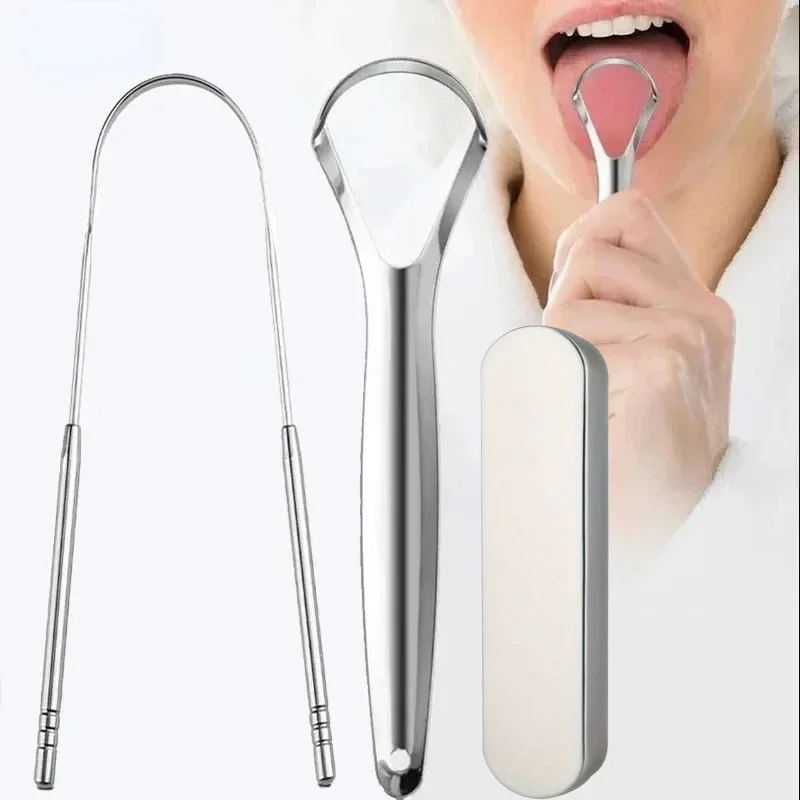 

1/2 шт. многоразовый скребок для языка из нержавеющей стали, очиститель свежего дыхания, инструменты для ухода за полостью рта с покрытием языка