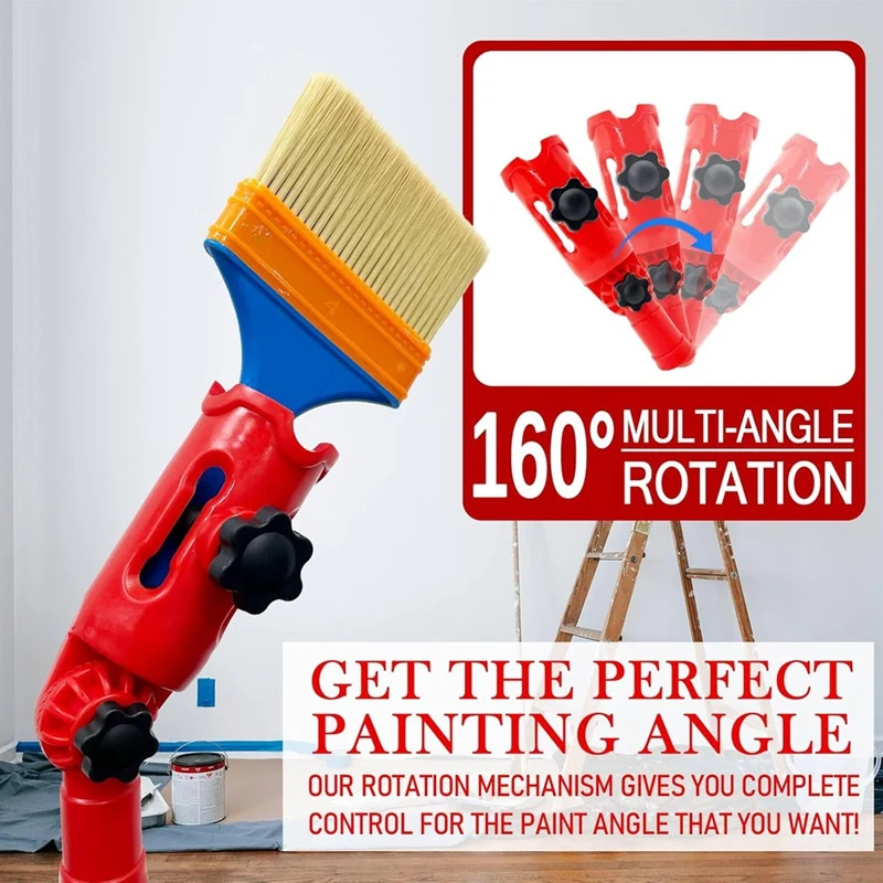 Multi-Angle Paint Brush Extender, Extension Pole Attachment Holder For Paint Brush,Roller, Secure Handle Grip